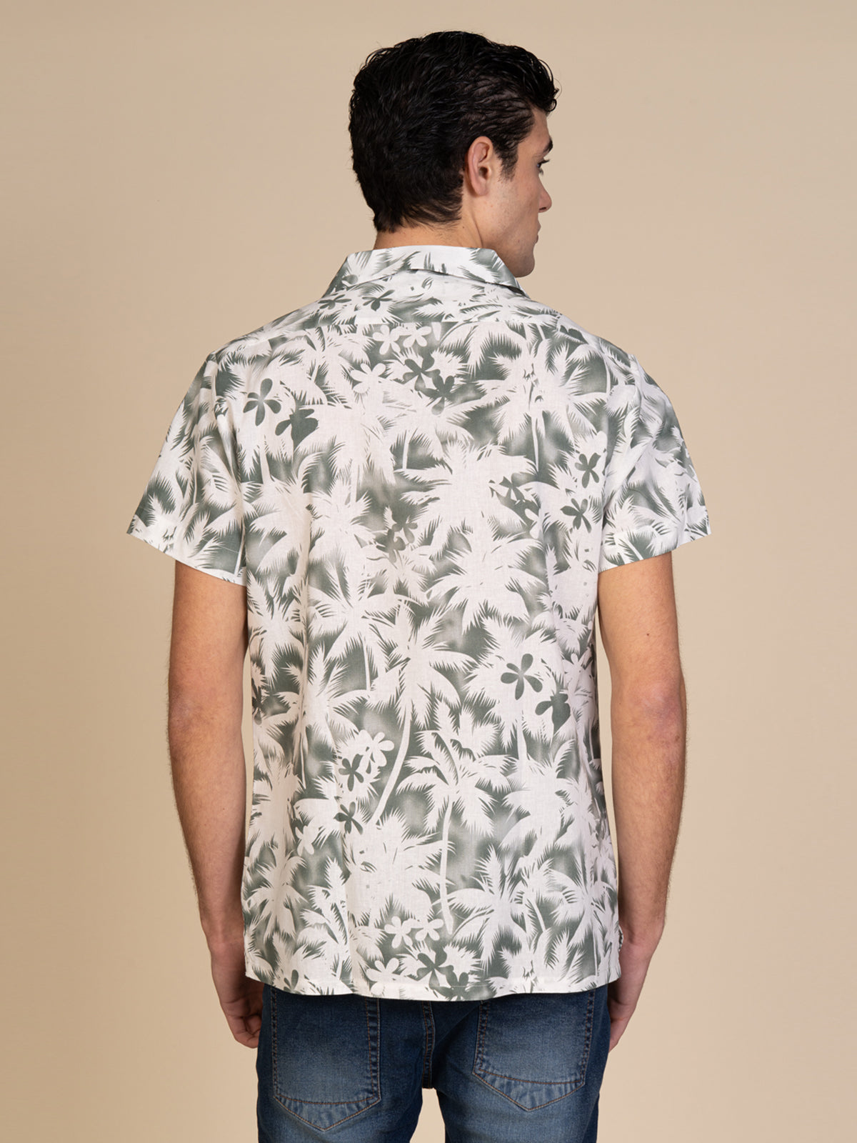 Camicia mezza manica fantasia|Colore:Verde