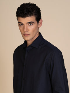 Camicia collo classico tessuto armaturato|Colore:Blu