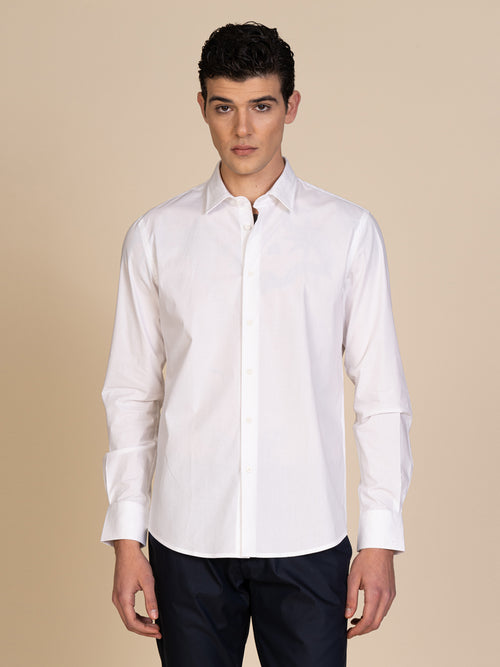 Camicia slim in cotone stretch|Colore:Bianco