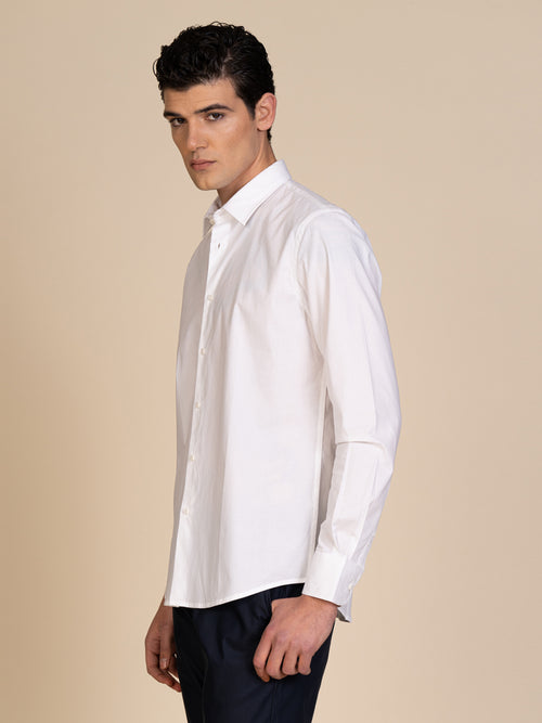 Camicia slim in cotone stretch|Colore:Bianco