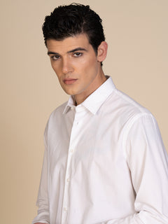 Camicia slim in cotone stretch|Colore:Bianco