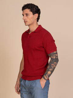 Polo maglia con lavorazione|Colore:Ciliegia