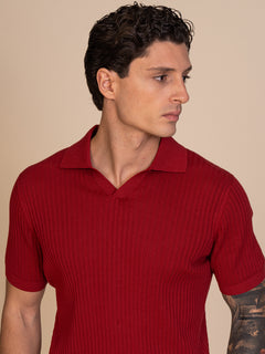 Polo maglia con lavorazione|Colore:Ciliegia