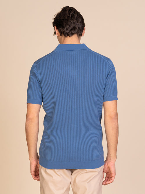 Polo maglia con lavorazione|Colore:Jeans