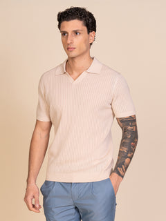 Polo maglia con lavorazione|Colore:Sabbia