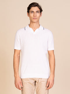 Polo maglia con lavorazione righe|Colore:Bianco