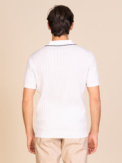 Polo maglia con lavorazione righe|Colore:Bianco