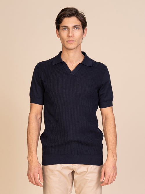 Polo maglia lavorazione frontale|Colore:Blu