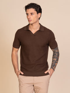 Polo maglia lavorazione frontale|Colore:Cacao