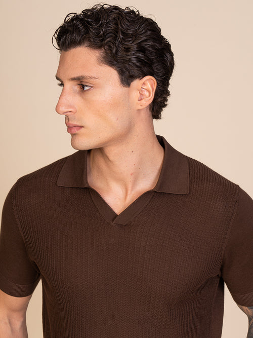 Polo maglia lavorazione frontale|Colore:Cacao
