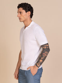 Polo maglia lavorazione frontale|Colore:Bianco