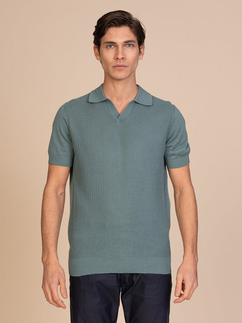 Polo maglia lavorazione frontale|Colore:Salvia