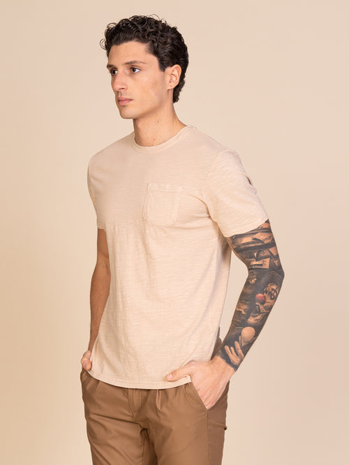 T-Shirt con taschino|Colore:Beige