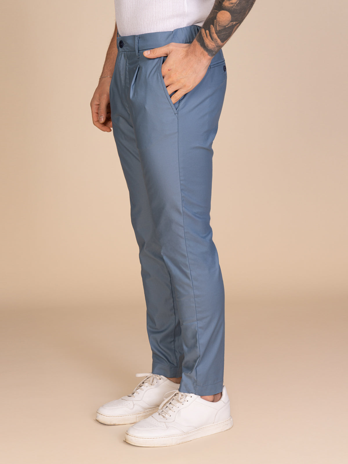 Pantaloni chino stretch|Colore:Azzurro