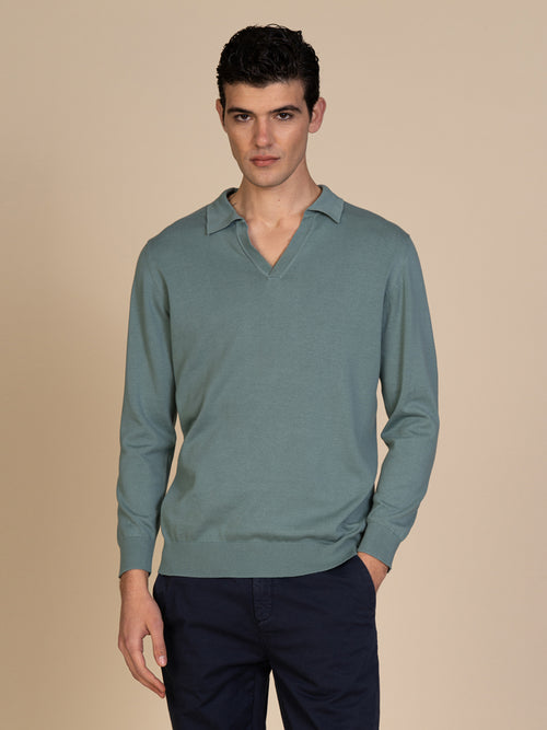 Maglia polo collo derby|Colore:Salvia