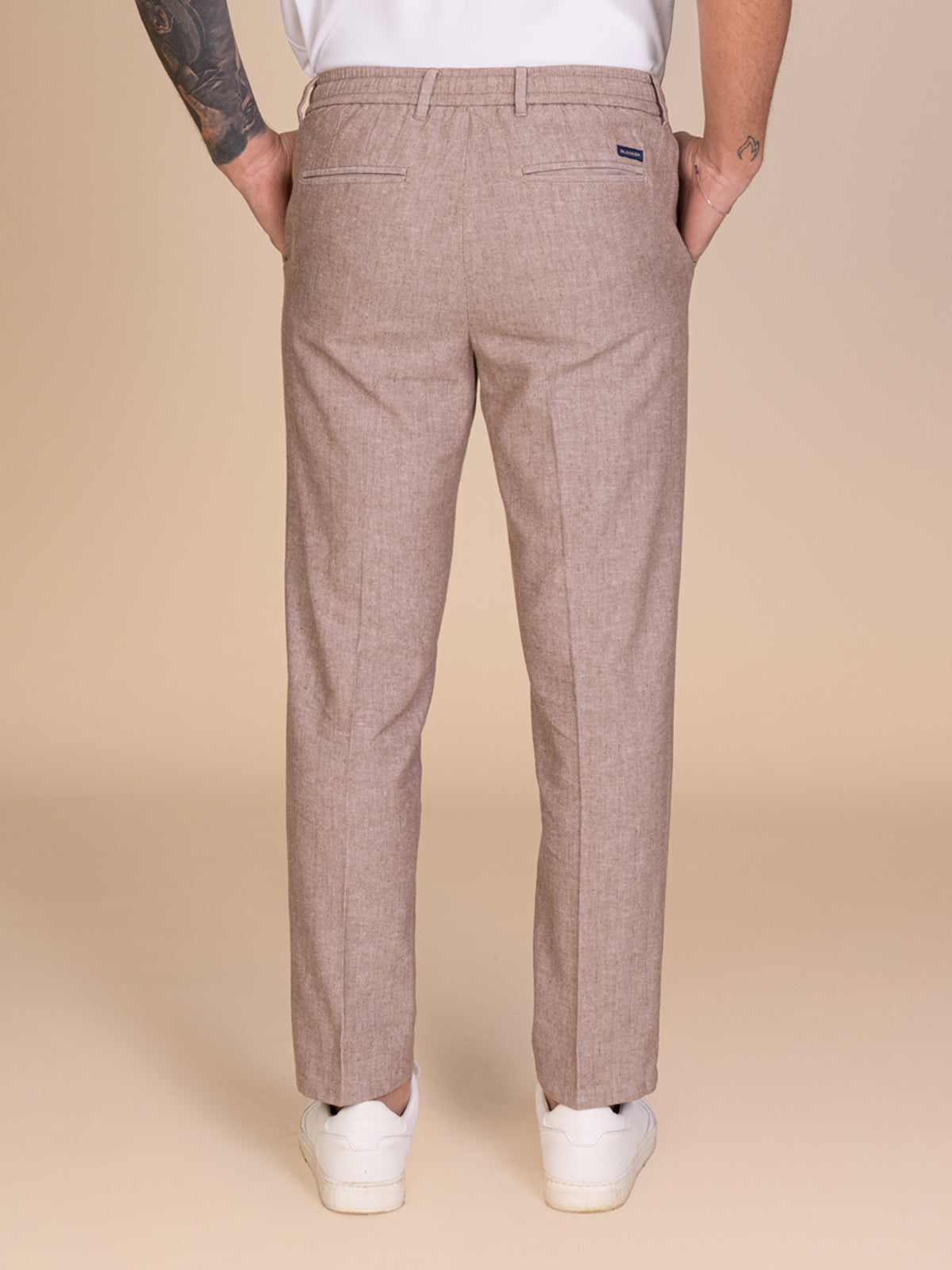 Pantaloni chino lino e cotone|Colore:Moro