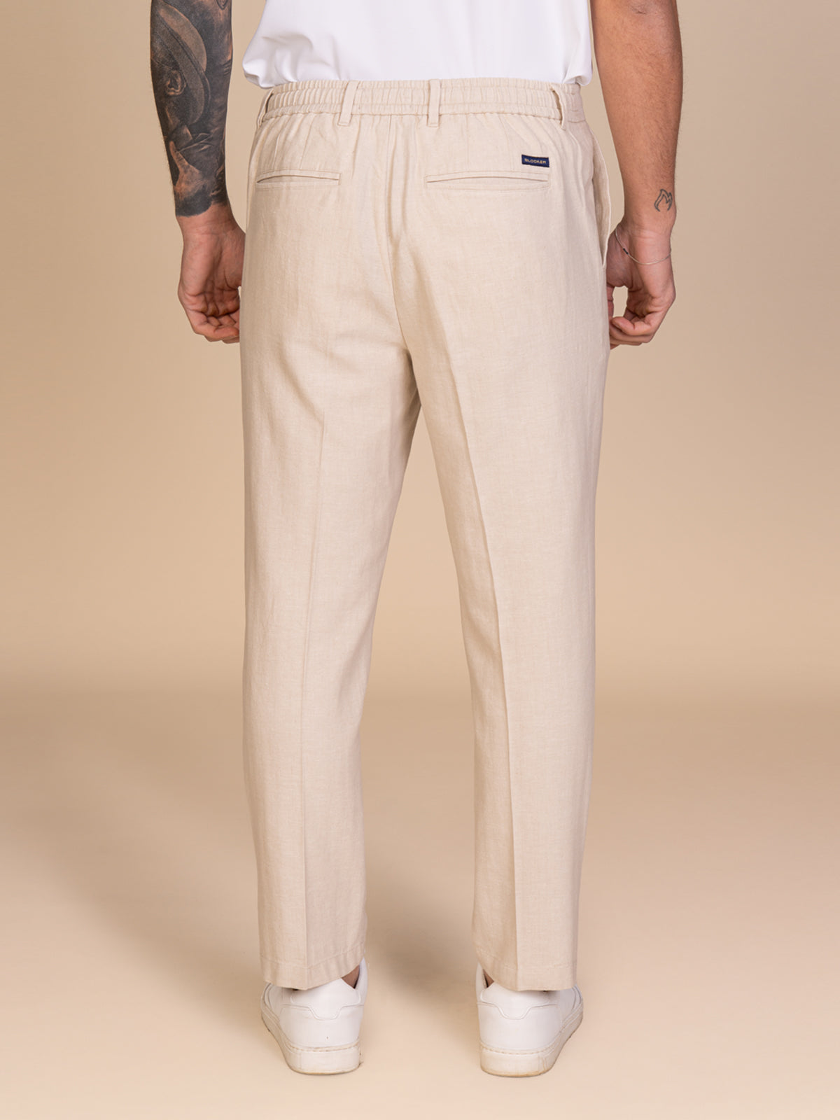 Pantaloni chino lino e cotone|Colore:Naturale