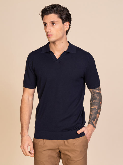 Polo maglia collo derby|Colore:Blu