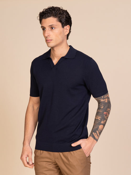 Polo maglia collo derby|Colore:Blu