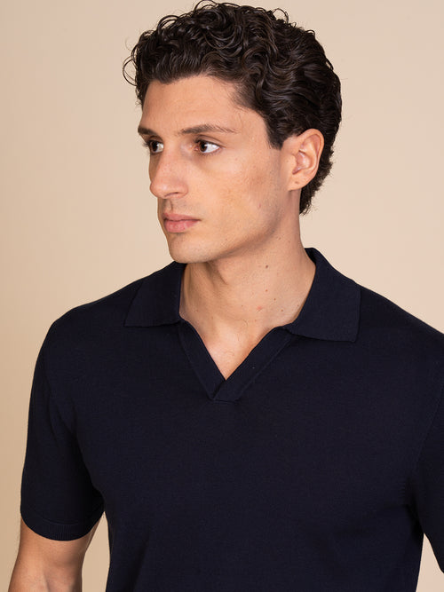 Polo maglia collo derby|Colore:Blu