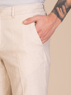 Bermuda in lino e cotone|Colore:Naturale