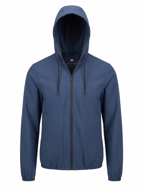 Giubbotto bomber in tessuto tecnico con cappuccio|Colore:Blu