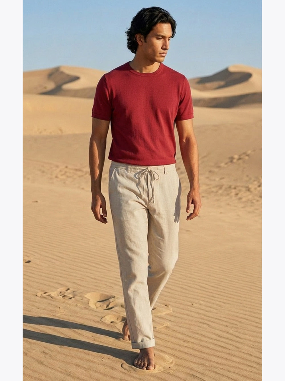 Pantaloni misto lino|Colore:Sabbia