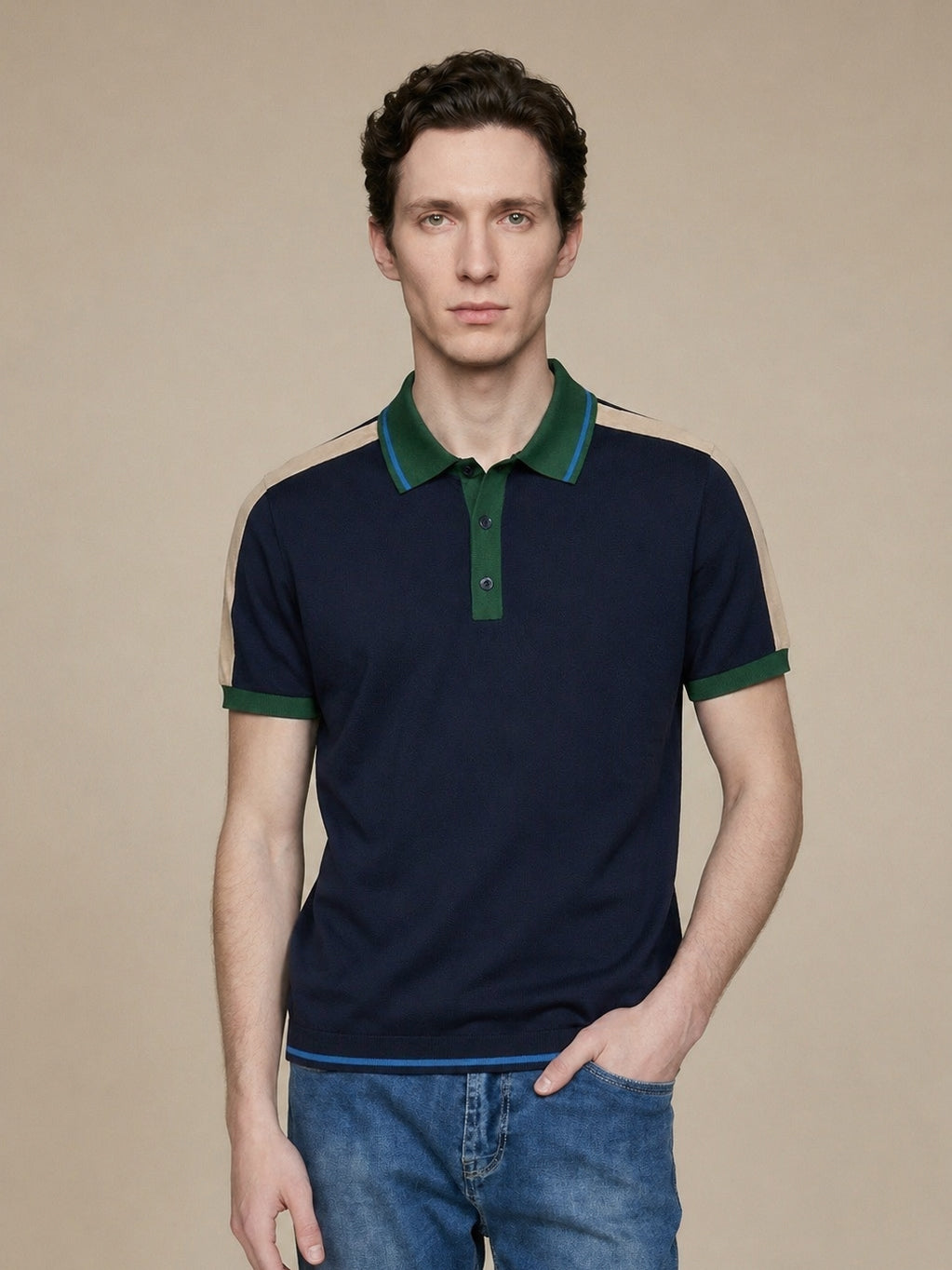 Polo in maglia|Colore:Blu