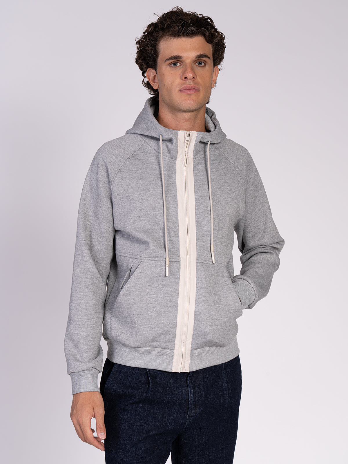 Felpa con zip|Colore:Grigio melange