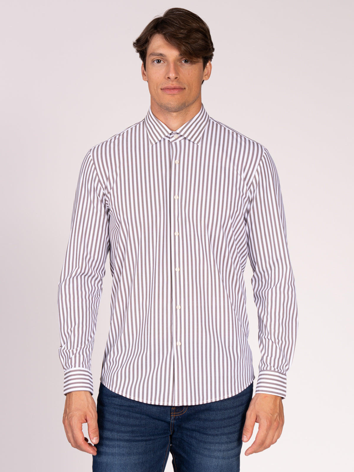 CAMICIA TESSUTO TECNICO FANTASIA|Colore:Brown