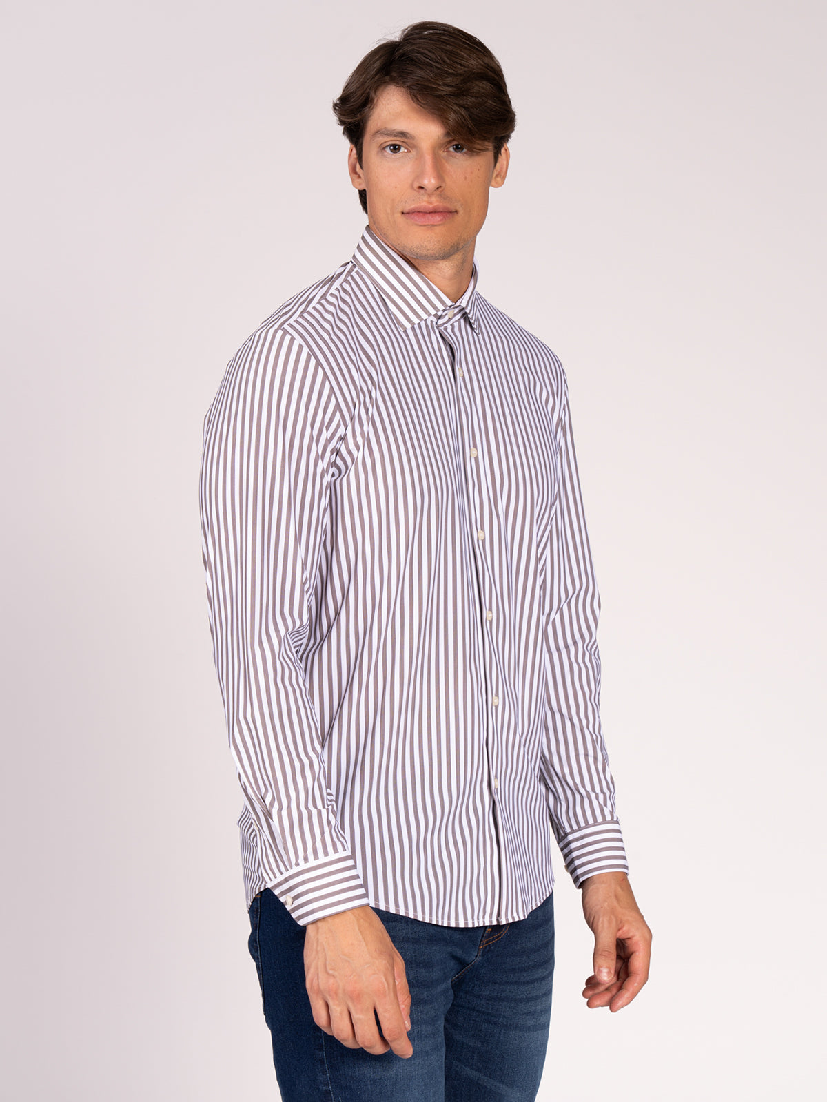 CAMICIA TESSUTO TECNICO FANTASIA|Colore:Brown