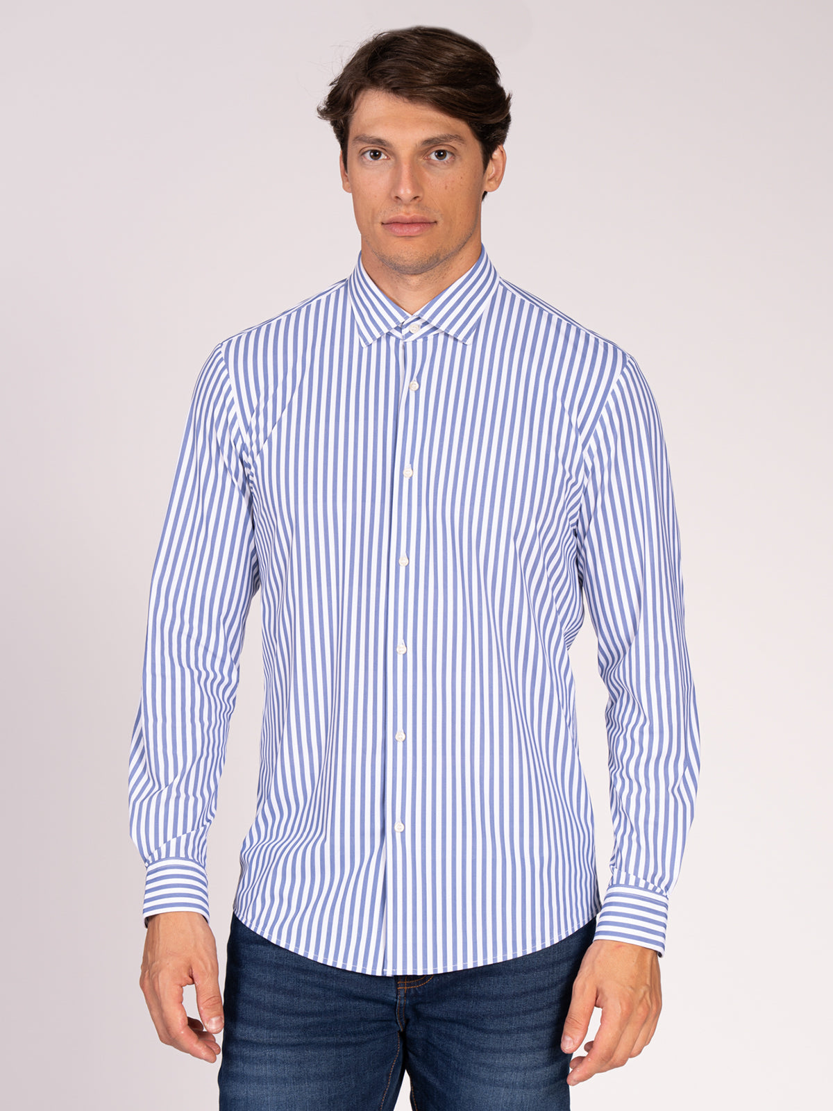CAMICIA TESSUTO TECNICO FANTASIA|Colore:Blu