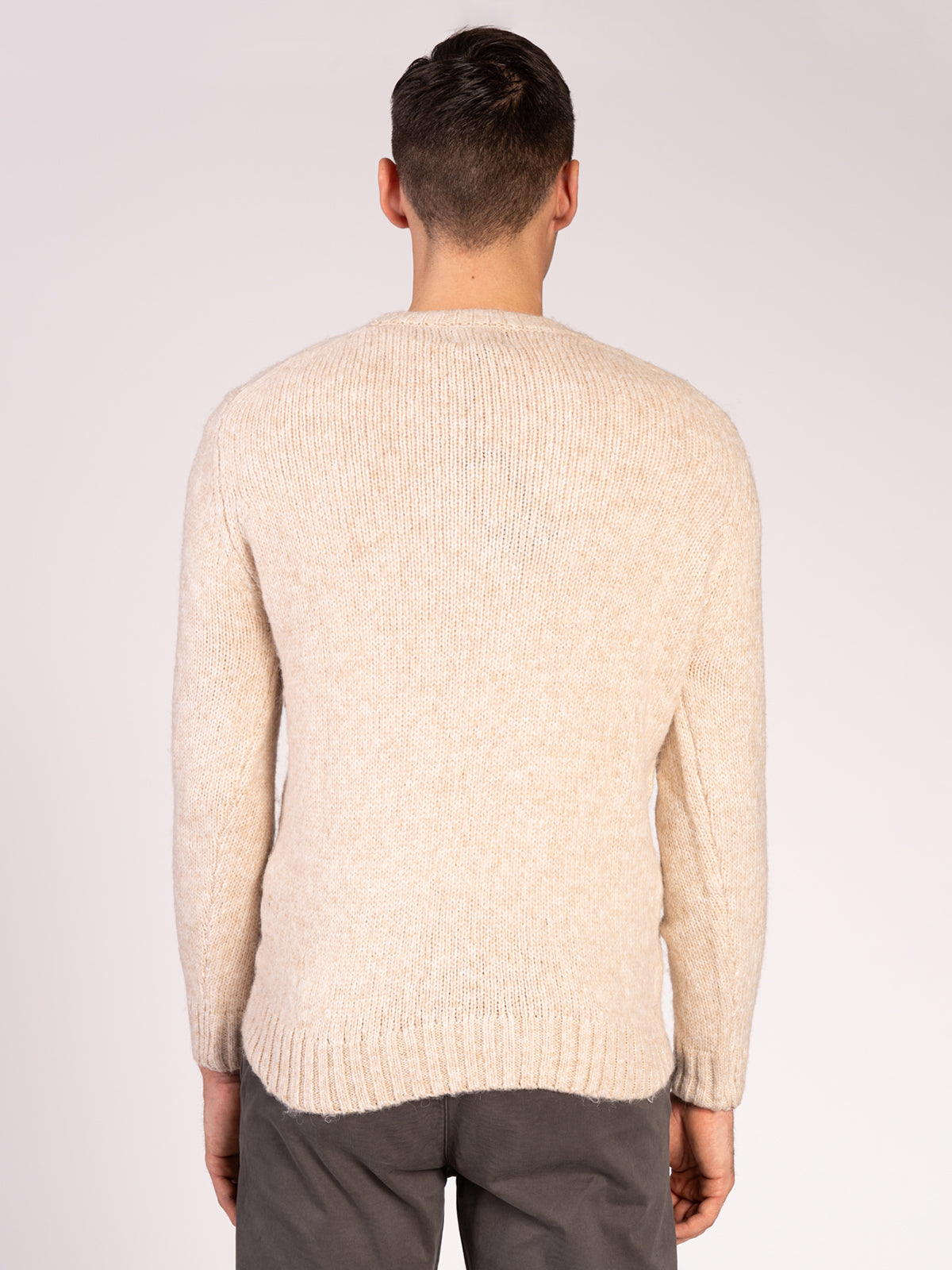 Maglia girocollo con treccia|Colore:Beige