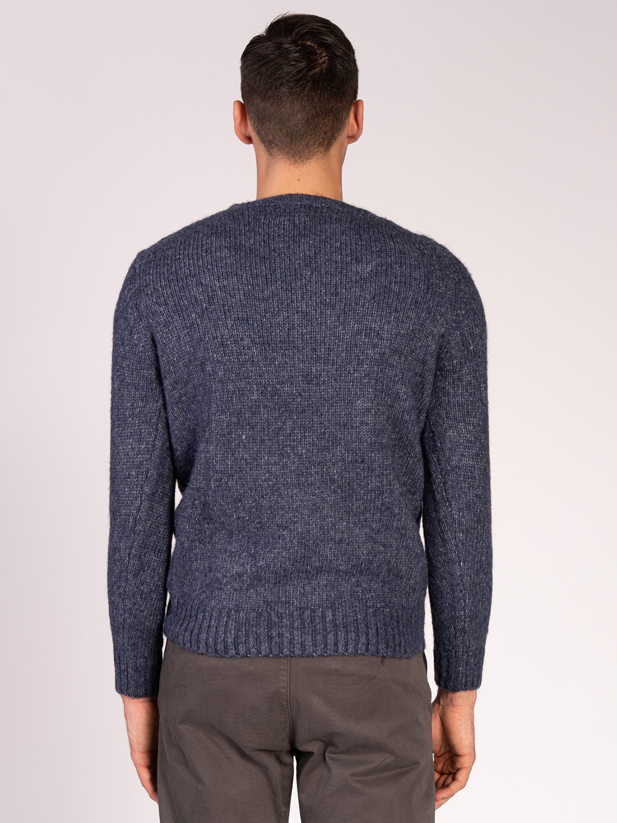 Maglia girocollo con treccia|Colore:Blu