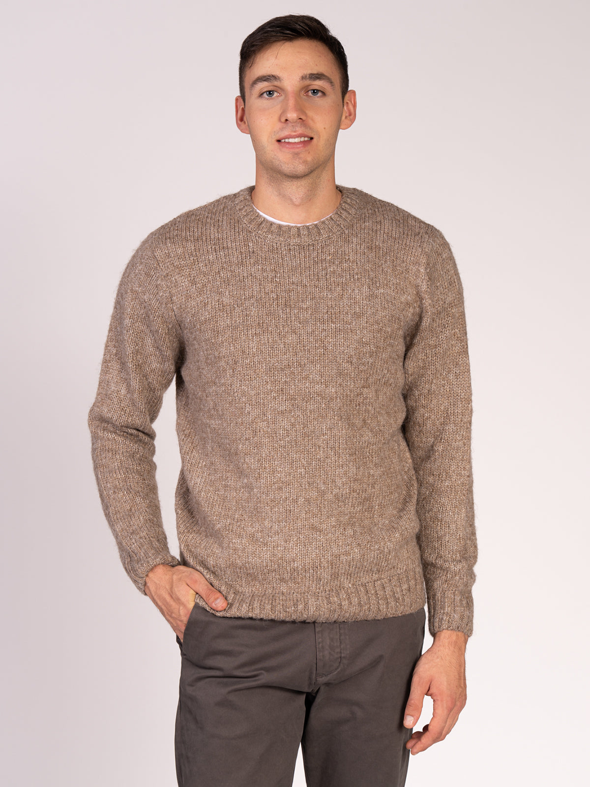 MAGLIA GIROCOLLO RASATA|Colore:Fango