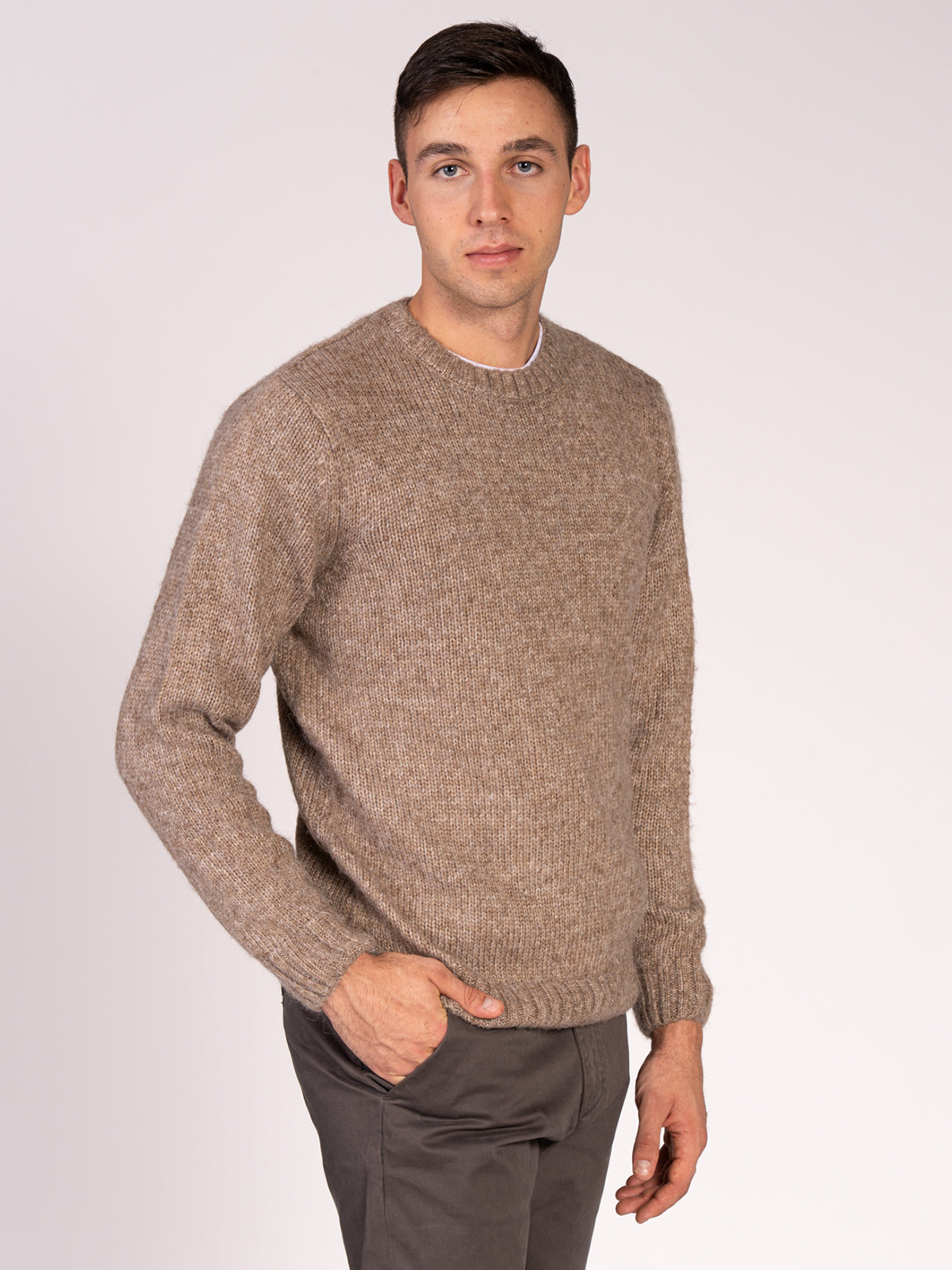 MAGLIA GIROCOLLO MELANGE|Colore:Fango