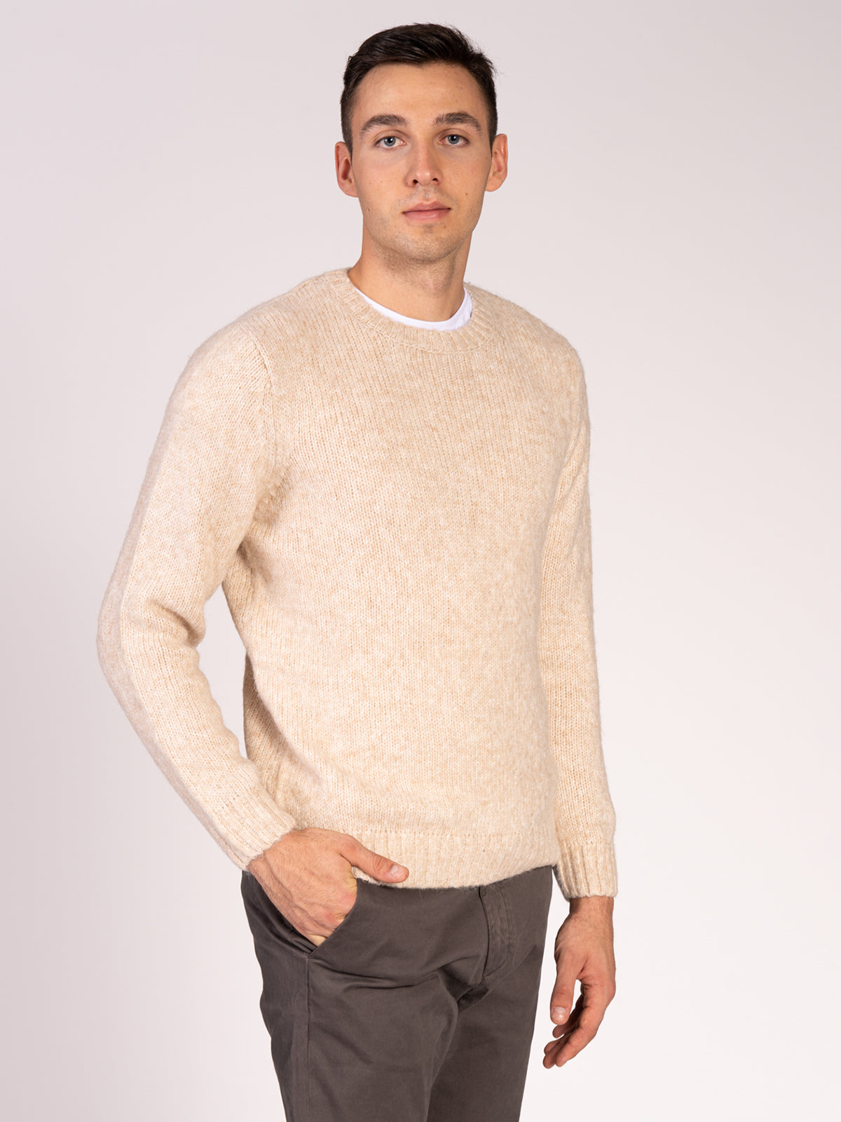 MAGLIA GIROCOLLO RASATA|Colore:Beige