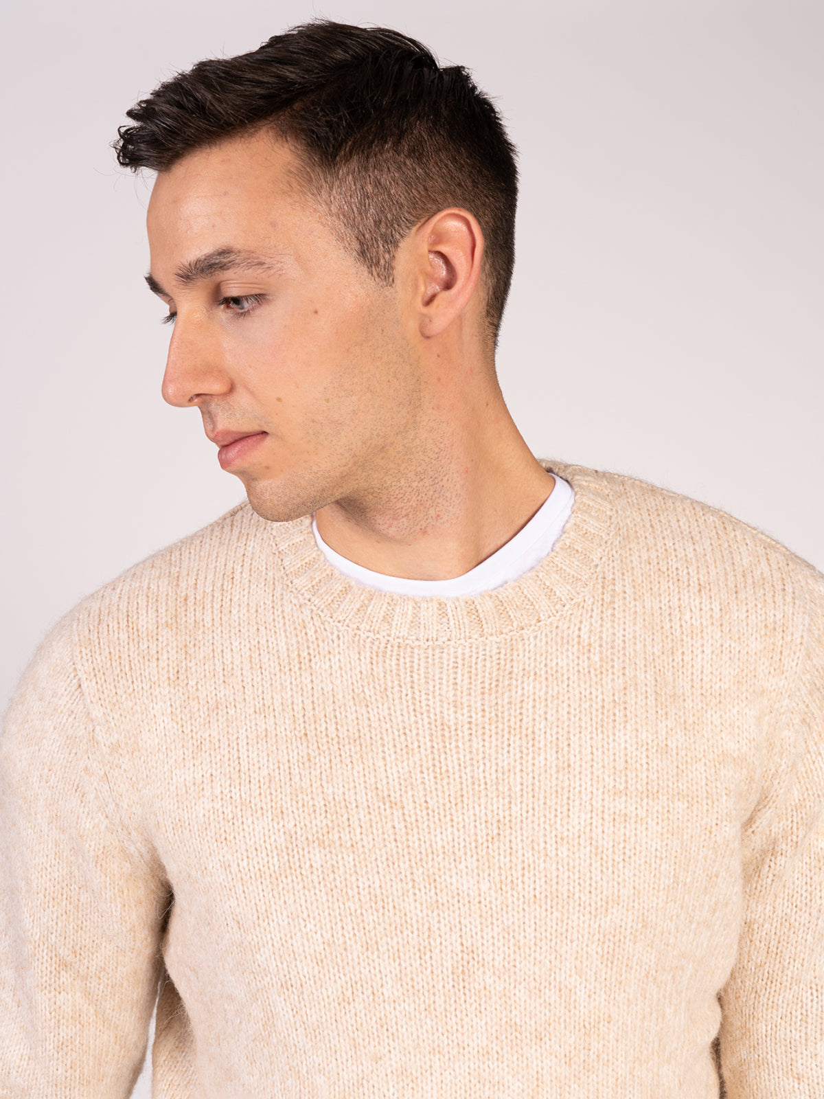 MAGLIA GIROCOLLO RASATA|Colore:Beige