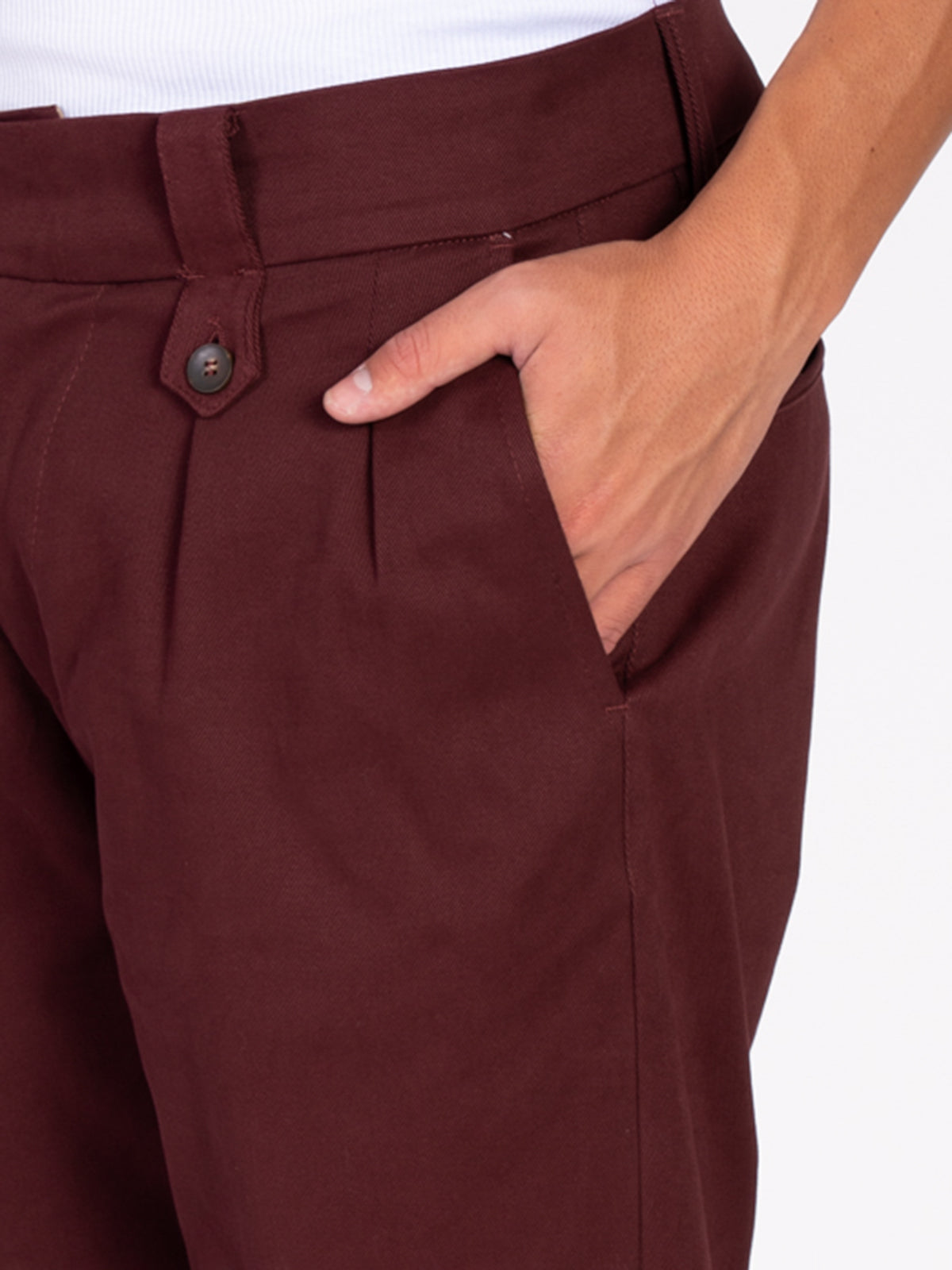 PANTALONE CON FIBBIA LATERALE|Colore:Wine