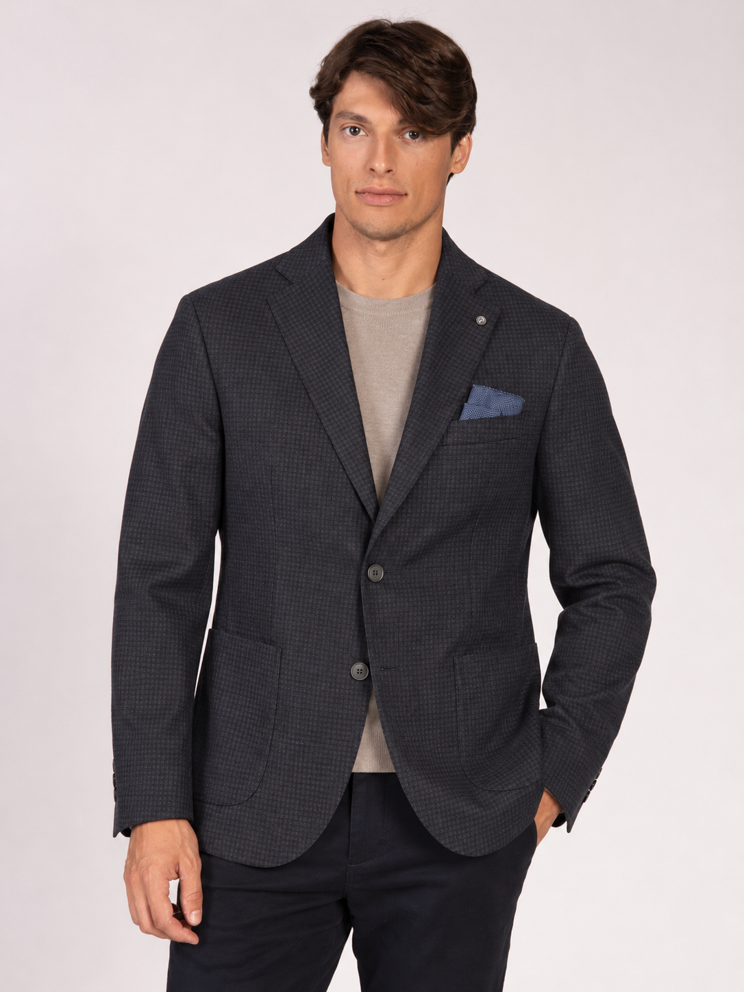 GIACCA A QUADRI|Colore:Blu