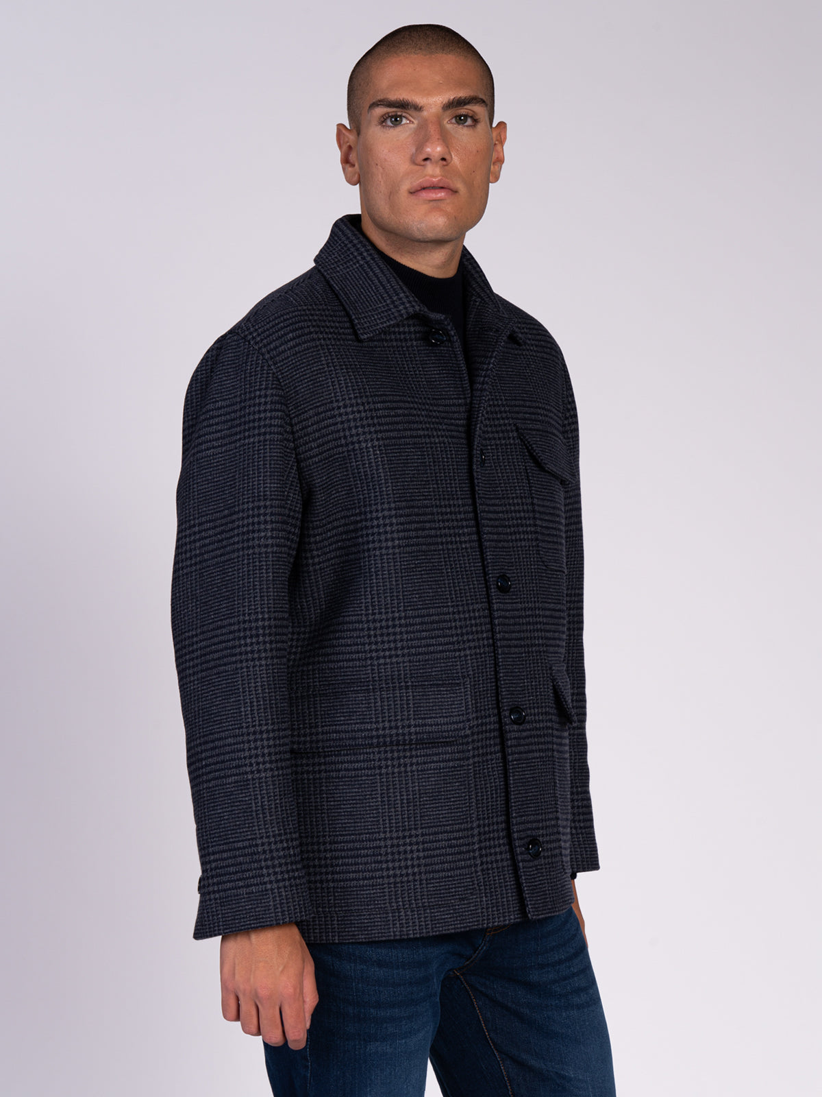 CAPPOTTO A QUADRI|Colore:Navy