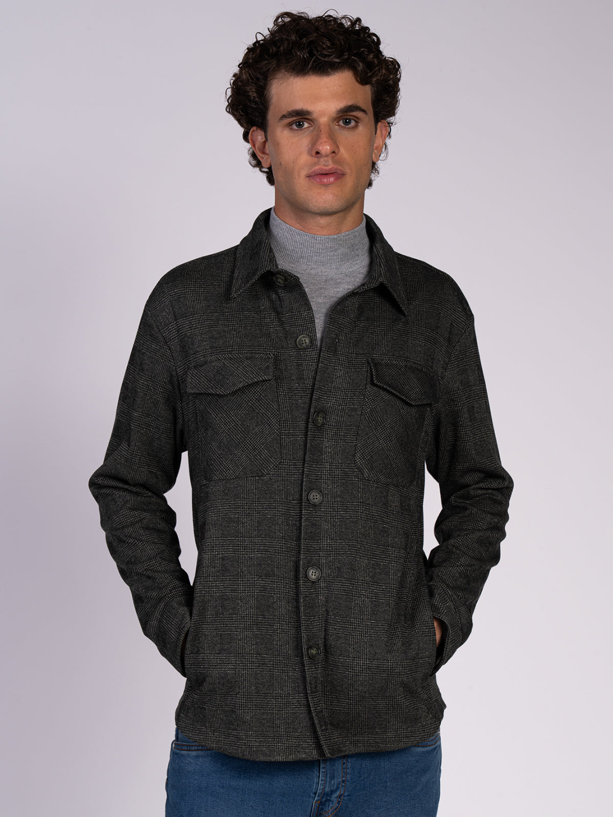OVERSHIRT A QUADRI|Colore:Verde militare