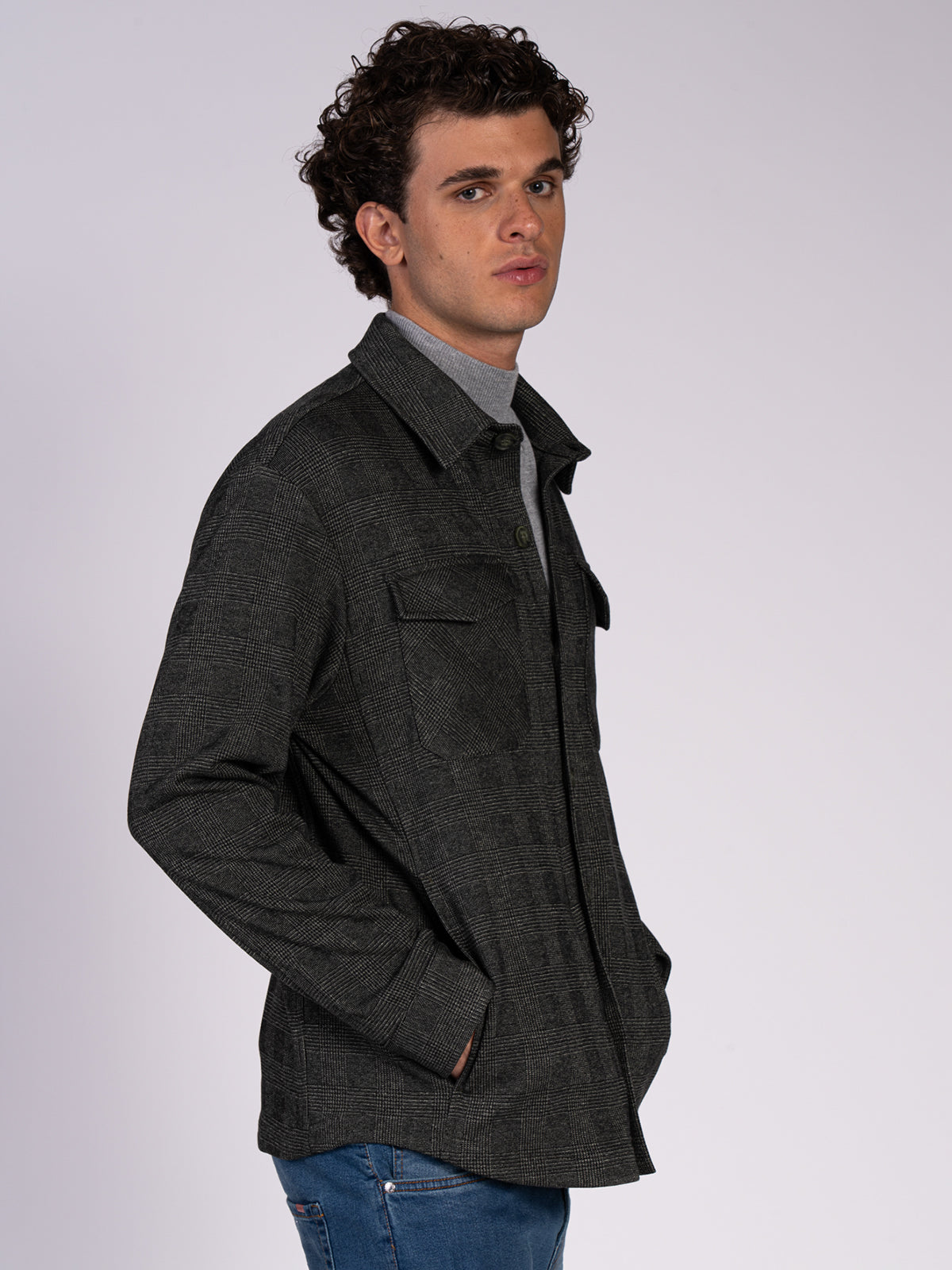 OVERSHIRT A QUADRI|Colore:Verde militare