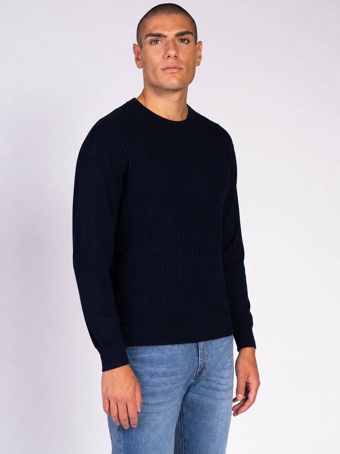 MAGLIA GIROCOLLO JACQUARD|Colore:Blu