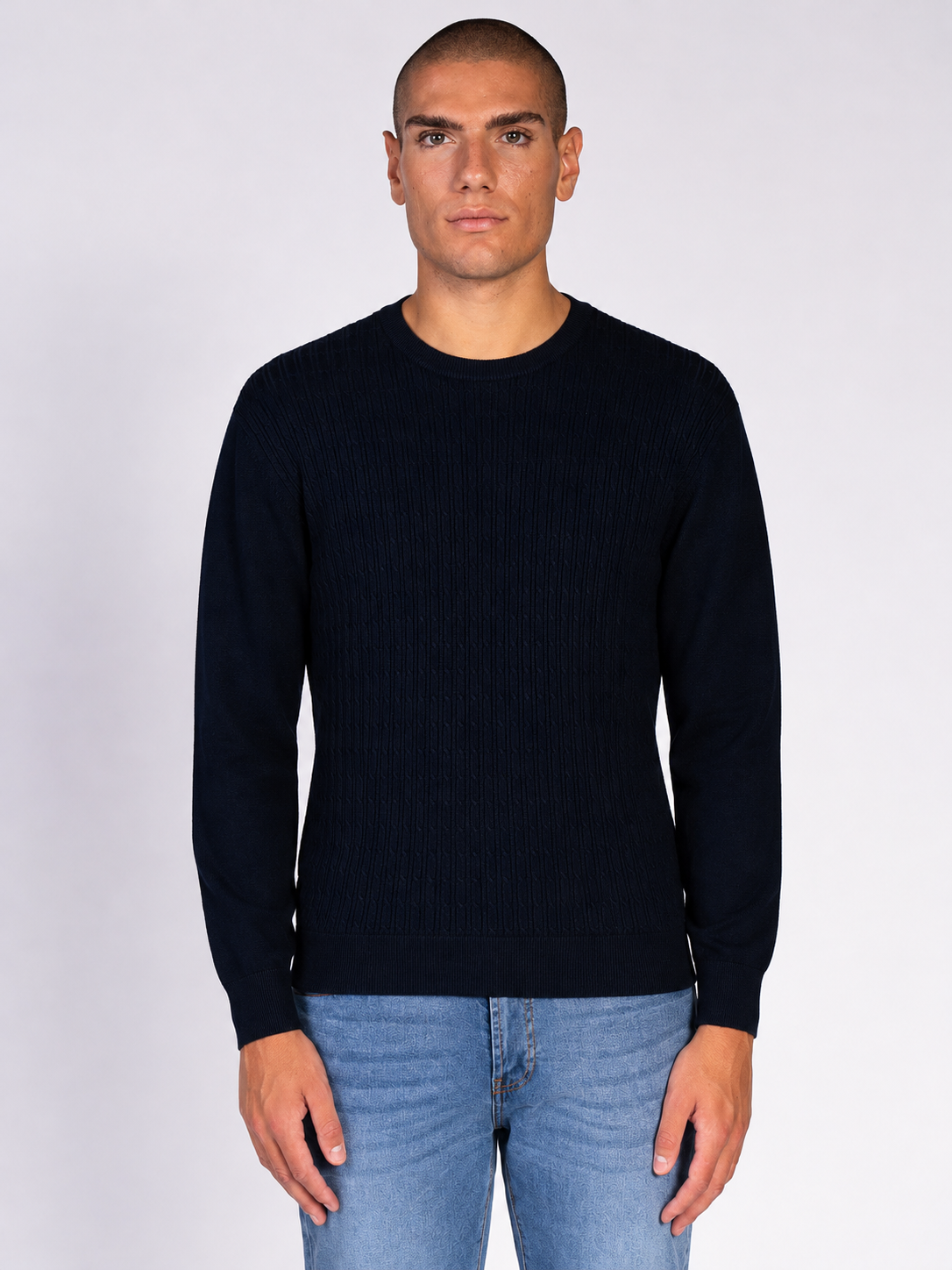 MAGLIA GIROCOLLO JACQUARD|Colore:Blu
