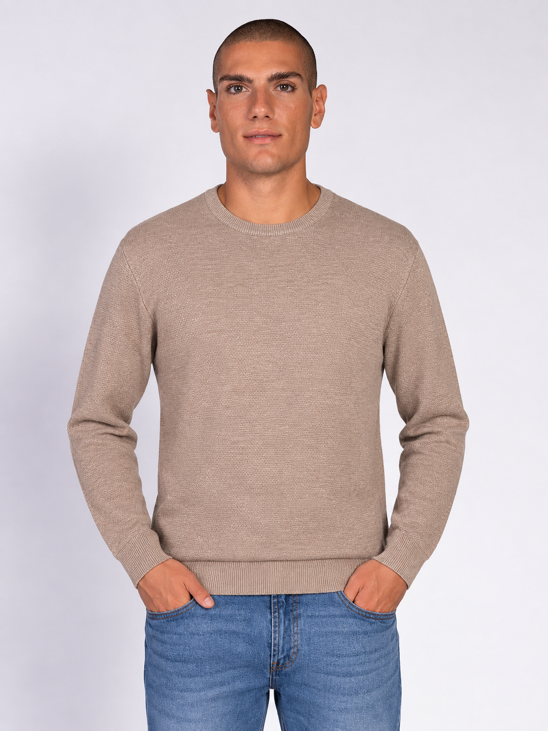 MAGLIA GIROCOLLO JACQUARD|Colore:Beige