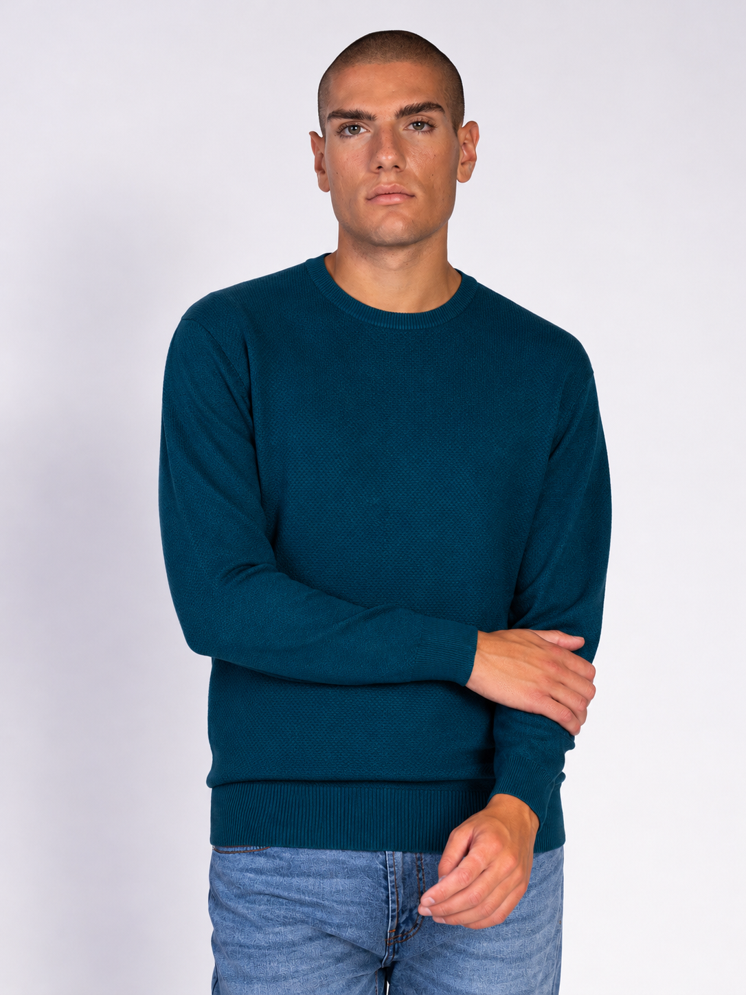 MAGLIA GIROCOLLO JACQUARD|Colore:Petrolio