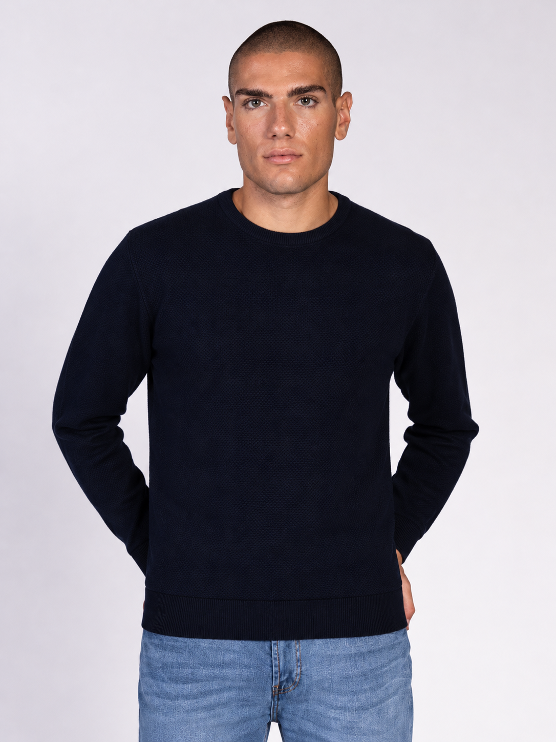 MAGLIA GIROCOLLO JACQUARD|Colore:Blu