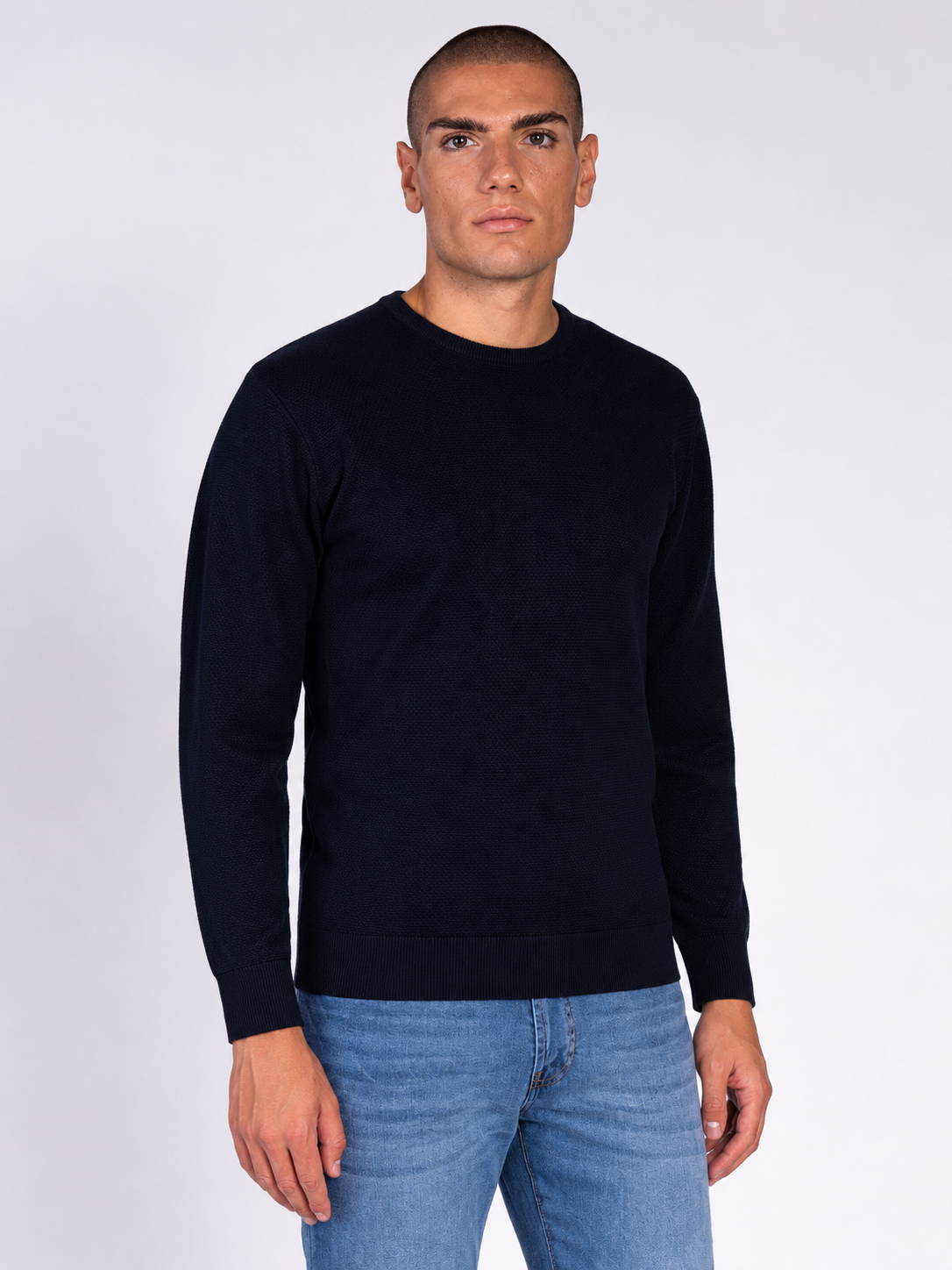 MAGLIA GIROCOLLO JACQUARD|Colore:Blu
