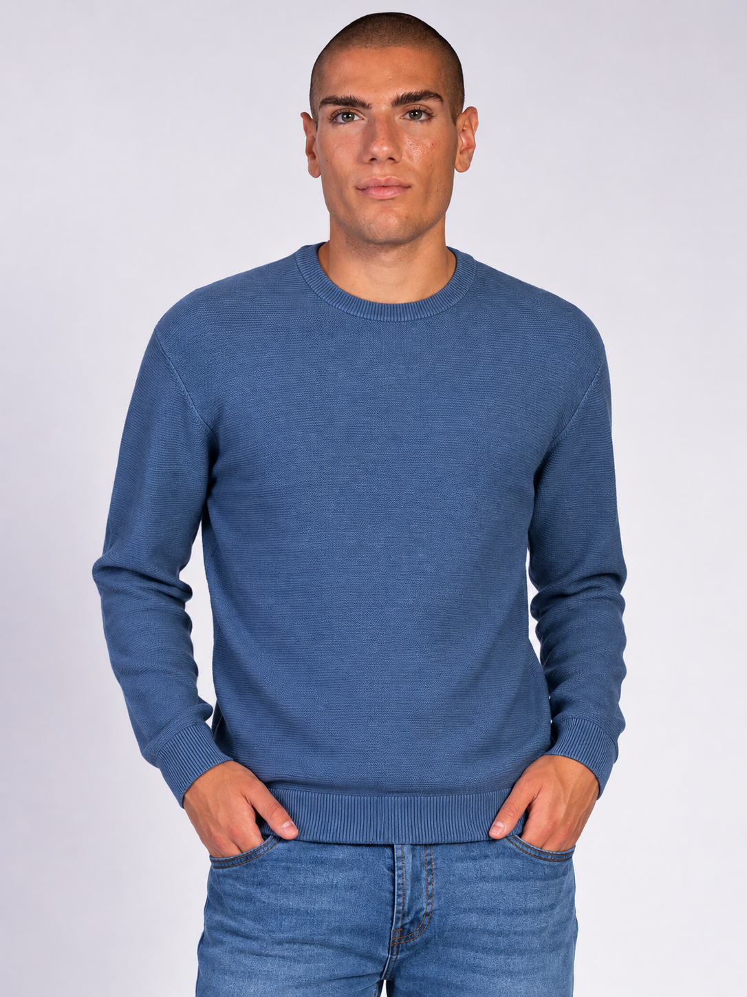 MAGLIA GIROCOLLO JACQUARD|Colore:Cielo